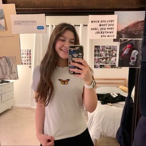 white butterfly tee